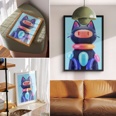 Premium stenski plakat Čudovito bitje, futuristično vzdušje, žive barve