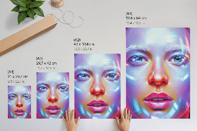 Plakat Futurističen portret, poln energičnih barv