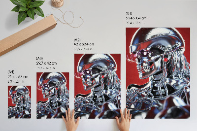 Eleganten plakat za dnevno sobo Futuristični motiv lika črno-rdeče barve