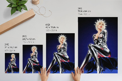Umetniški tisk na platno Futuristična figura, sijoči elementi, intenzivne barve