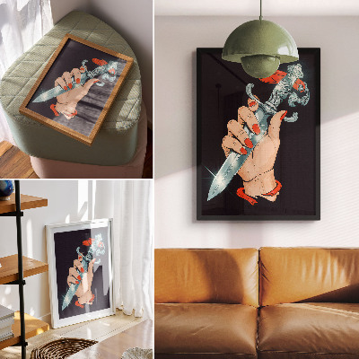 Premium stenski plakat Roka z bodalom, utripajoči detajli