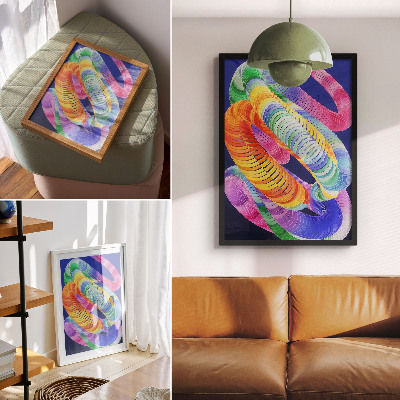 Eleganten plakat za dnevno sobo Barvite spirale v abstraktnem slogu