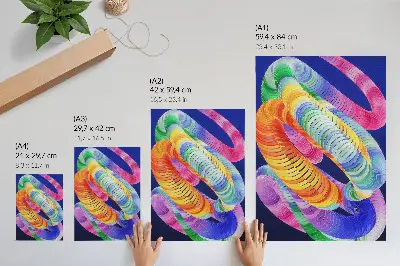 Abstraktni plakat s pisanimi spiralami eleganten dekor za dnevno sobo