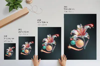 Plakat sodoben cvetlični motiv v živahnih barvah