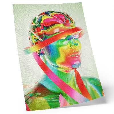 Premium stenski plakat Barviti valovi na futuristični figuri