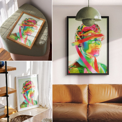 Premium stenski plakat Barviti valovi na futuristični figuri