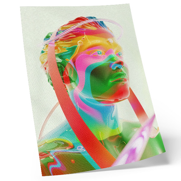 Eleganten plakat za dnevno sobo Barvit futuristični portret lika