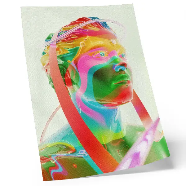 Barvit futuristični portret lika eleganten plakat za dnevno sobo
