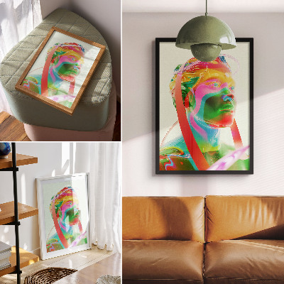 Eleganten plakat za dnevno sobo Barvit futuristični portret lika