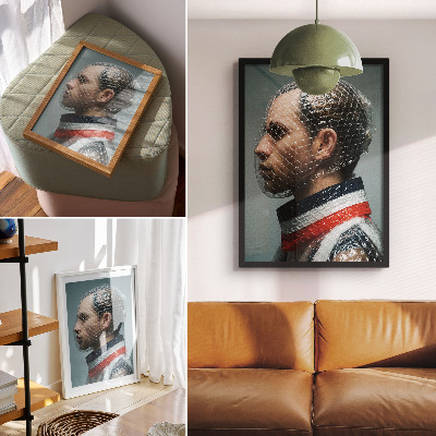 Premium stenski plakat Sodoben portret z mehurčasto folijo