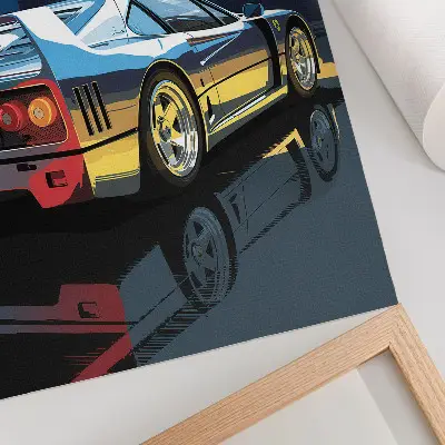 Eleganten plakat za dnevno sobo športni avtomobil v mestu ponoči v modernem slogu