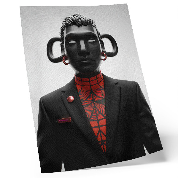 Plakat Futuristična oblika s črno-rdečim motivom