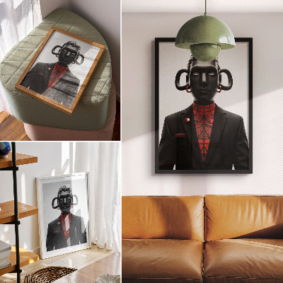 Plakat Futuristična oblika s črno-rdečim motivom