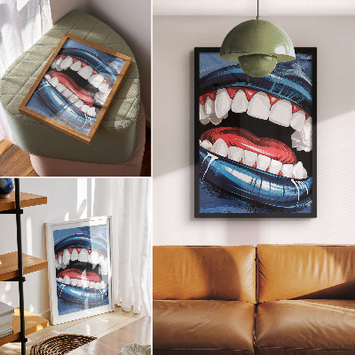 Premium stenski plakat Intenzivne barve ustnic v kontrastu z dinamičnim slogom