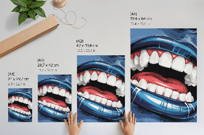 Premium stenski plakat Intenzivne barve ustnic v kontrastu z dinamičnim slogom