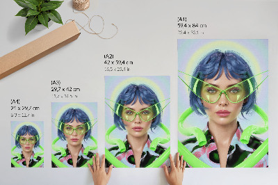 Premium stenski plakat Futuristični portret ženske z energijo barve