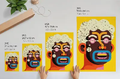 Barvit abstraktni portret dekorativni plakat z intenzivnimi barvami za dnevno sobo