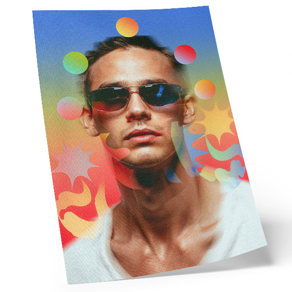 Premium stenski plakat Sočna paleta abstraktnih oblik, dinamičen portret