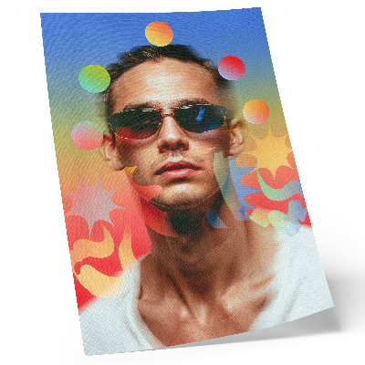 Premium stenski plakat Sočna paleta abstraktnih oblik, dinamičen portret