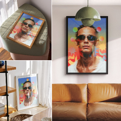 Premium stenski plakat Sočna paleta abstraktnih oblik, dinamičen portret