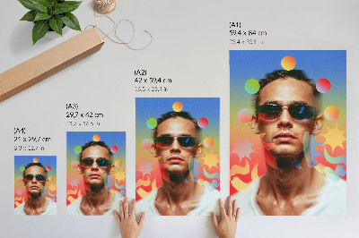 Premium stenski plakat Sočna paleta abstraktnih oblik, dinamičen portret