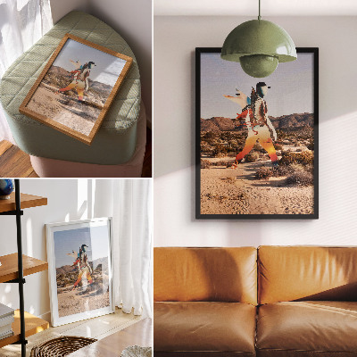 Plakat Figura v puščavi, nadrealistični motiv