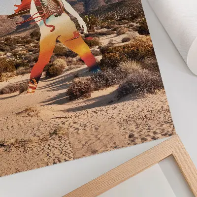 Plakat nadrealistični motiv figura v puščavi