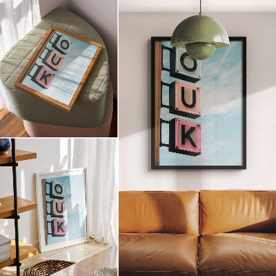 Eleganten plakat za dnevno sobo Neonske črke pastelnih barv modernosti