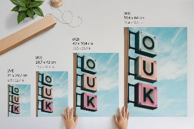 Eleganten plakat za dnevno sobo Neonske črke pastelnih barv modernosti