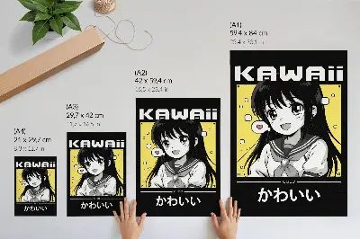 Plakat črne črte v slogu mange z rumenimi poudarki