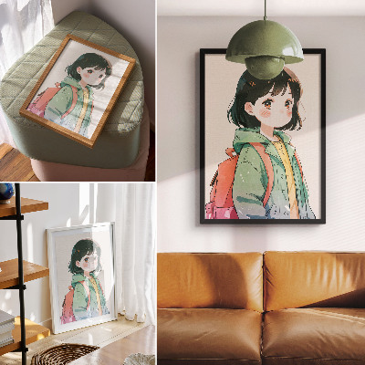 Plakat Ilustriran portret dekleta v pastelnih barvah