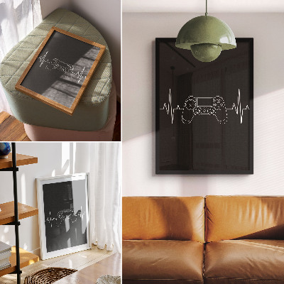 Premium stenski plakat Minimalistična igralna tema črno-belo srce