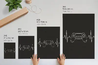 Stenski plakat Minimalistična igralna tema črno-belo srce