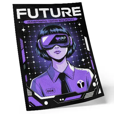 Plakat vijolična dinamična tema s futuristično tehnologijo