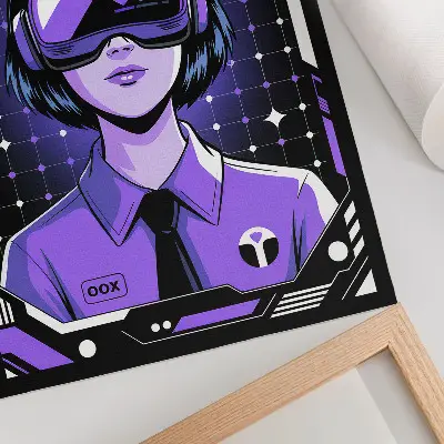 Plakat vijolična dinamična tema s futuristično tehnologijo