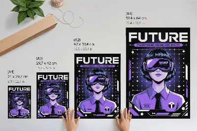 Plakat vijolična dinamična tema s futuristično tehnologijo