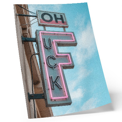 Eleganten plakat za dnevno sobo Neonski retro znak modro nebo intenzivne barve