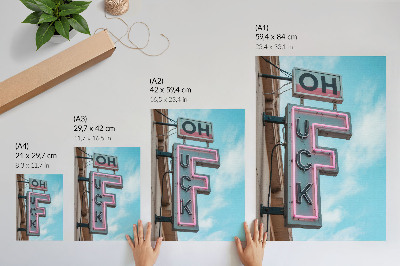 Eleganten plakat za dnevno sobo Neonski retro znak modro nebo intenzivne barve