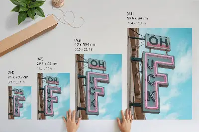 Neonski retro znak modro nebo stenski plakat za dnevno sobo v intenzivnih barvah