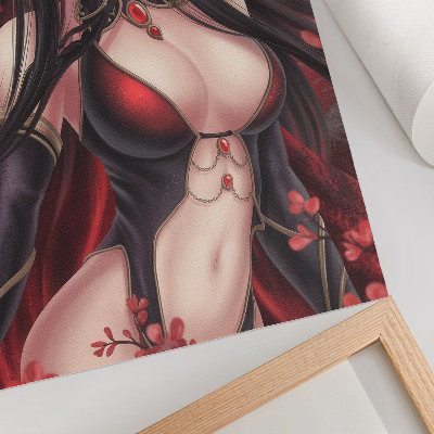 Eleganten plakat za dnevno sobo Anime lepotna eleganca, dinamična rdeča črna