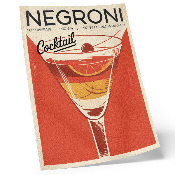 Plakat Retro slog koktajl grafika eleganca nostalgija