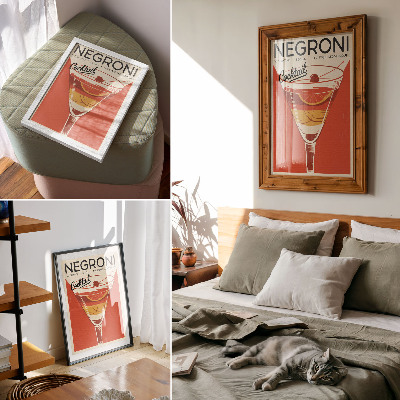 Plakat Retro slog koktajl grafika eleganca nostalgija