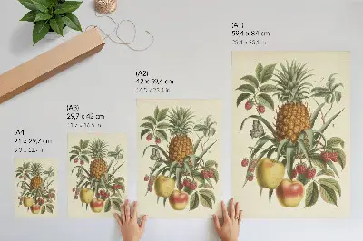 Stenski plakat Premium z motivom narave s klasičnim slogom sadja in listja v harmoniji