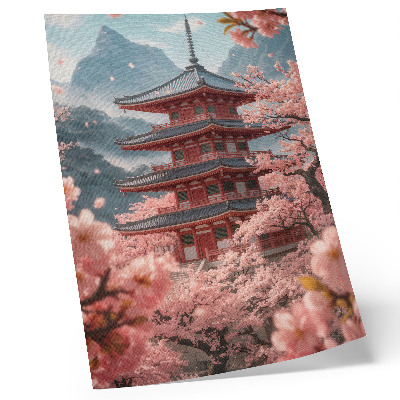 Eleganten plakat za dnevno sobo Romantično vzdušje v gorovju Cherry Tree Pagoda