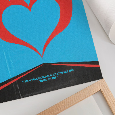 Premium stenski plakat Rdeči plameni srce modro ozadje moderna tema