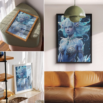 Umetniški tisk na platno Fantastično vzdušje, čarobna figura, ledeni kristali