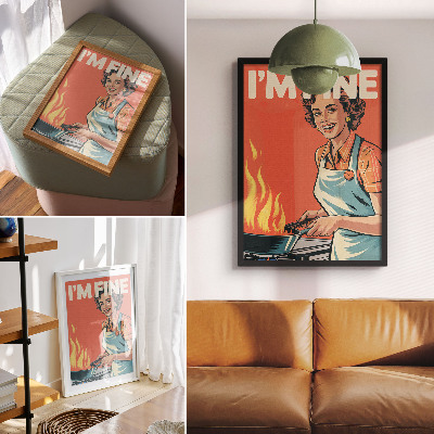 Eleganten plakat za dnevno sobo Pop art slog, pisani poudarki, dinamična kompozicija