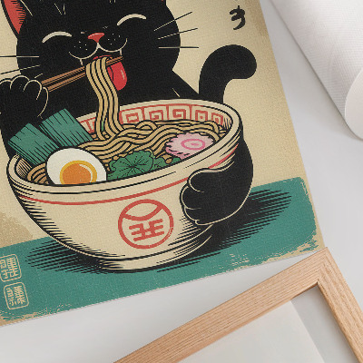 Eleganten plakat za dnevno sobo Črna mačja ramenska skleda Japonski retro navdihi