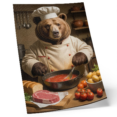 Premium stenski plakat Medvedji kuhar topla duša prizor nadrealizem toplina