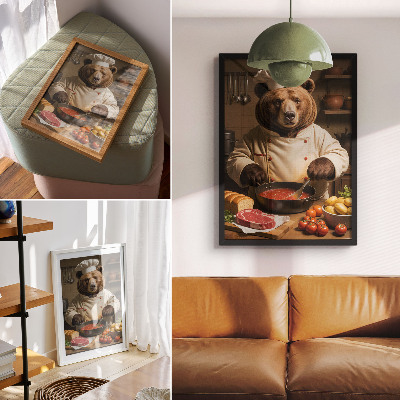 Premium stenski plakat Medvedji kuhar topla duša prizor nadrealizem toplina